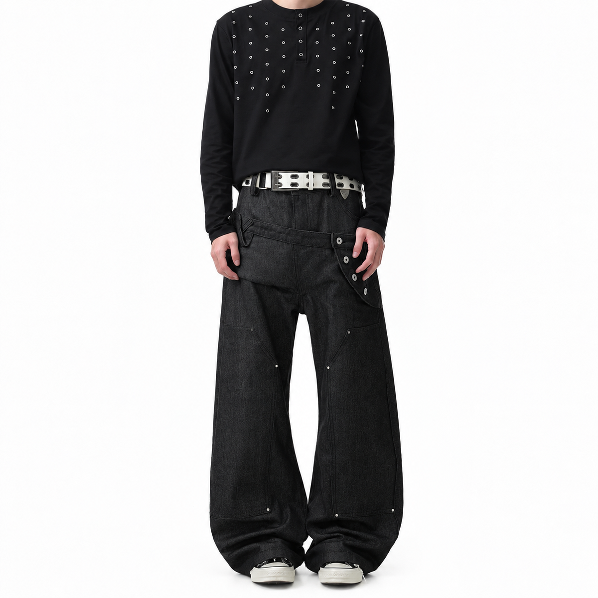 Double-Waist Wide-Leg Pants