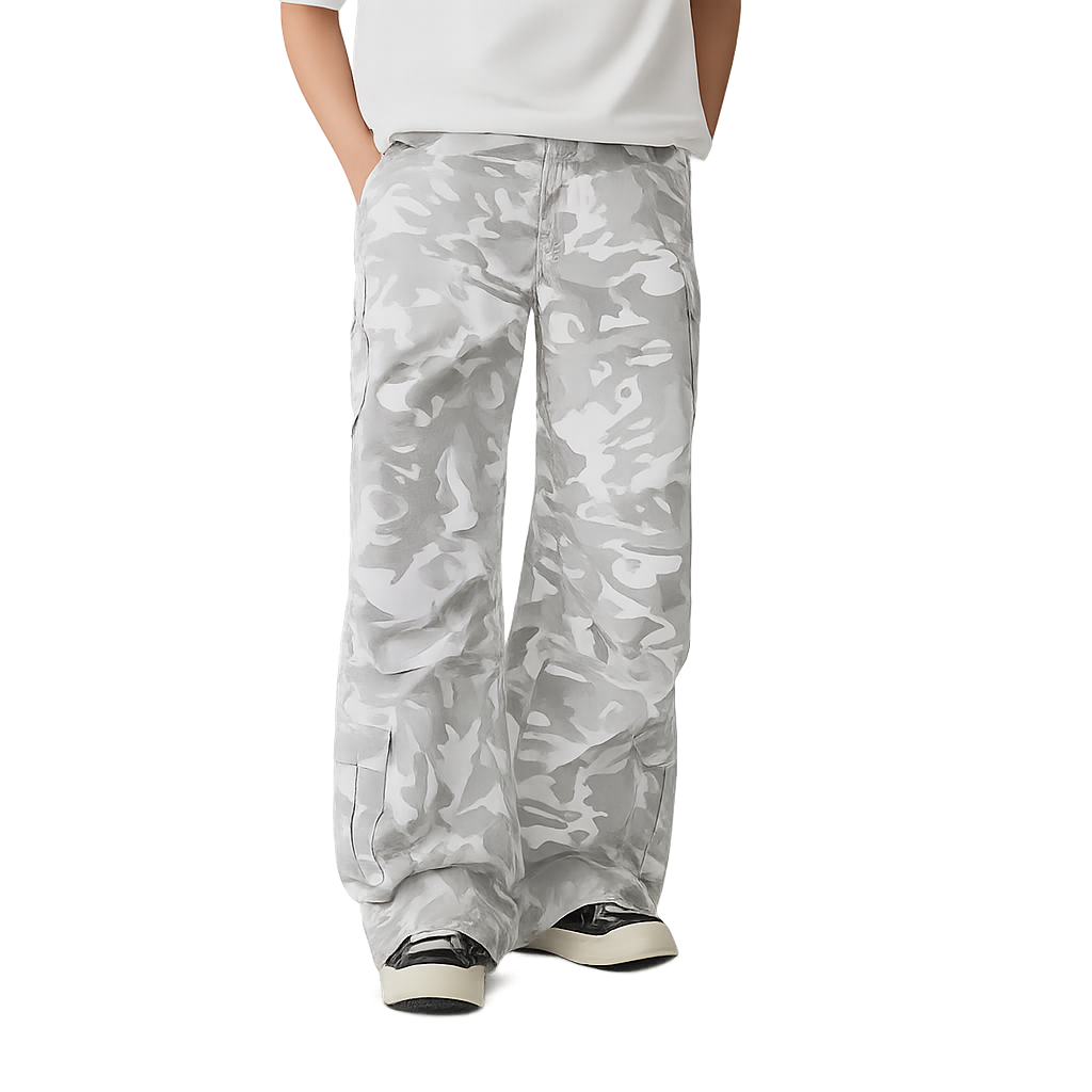 Ghost Camo Wide-Leg Cargo Pants