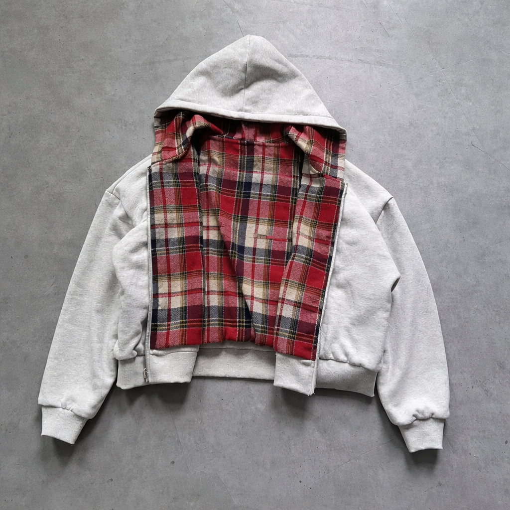 Reversible Plaid Zip Hoodie