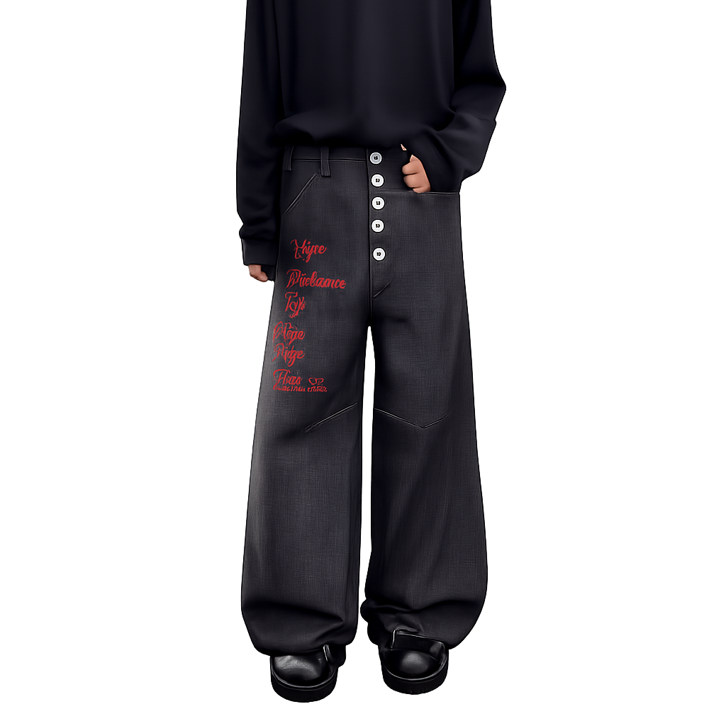 Noir Script Wide Denim