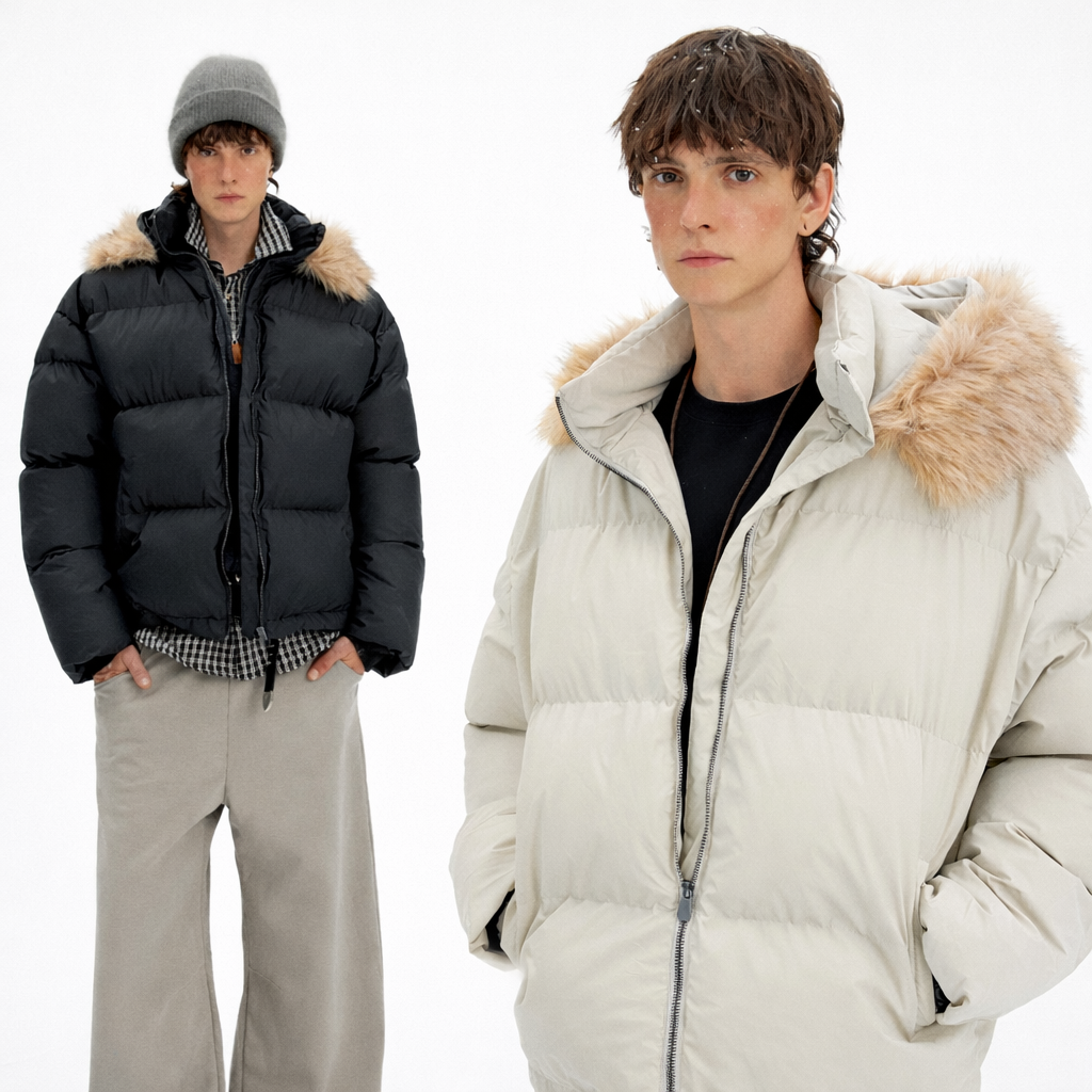Essentials Line Hooded Fur Trim Puffer