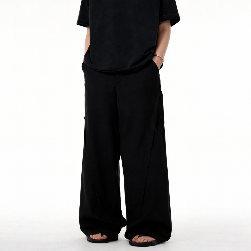 Minimal Line Drape Wide-Leg Trousers
