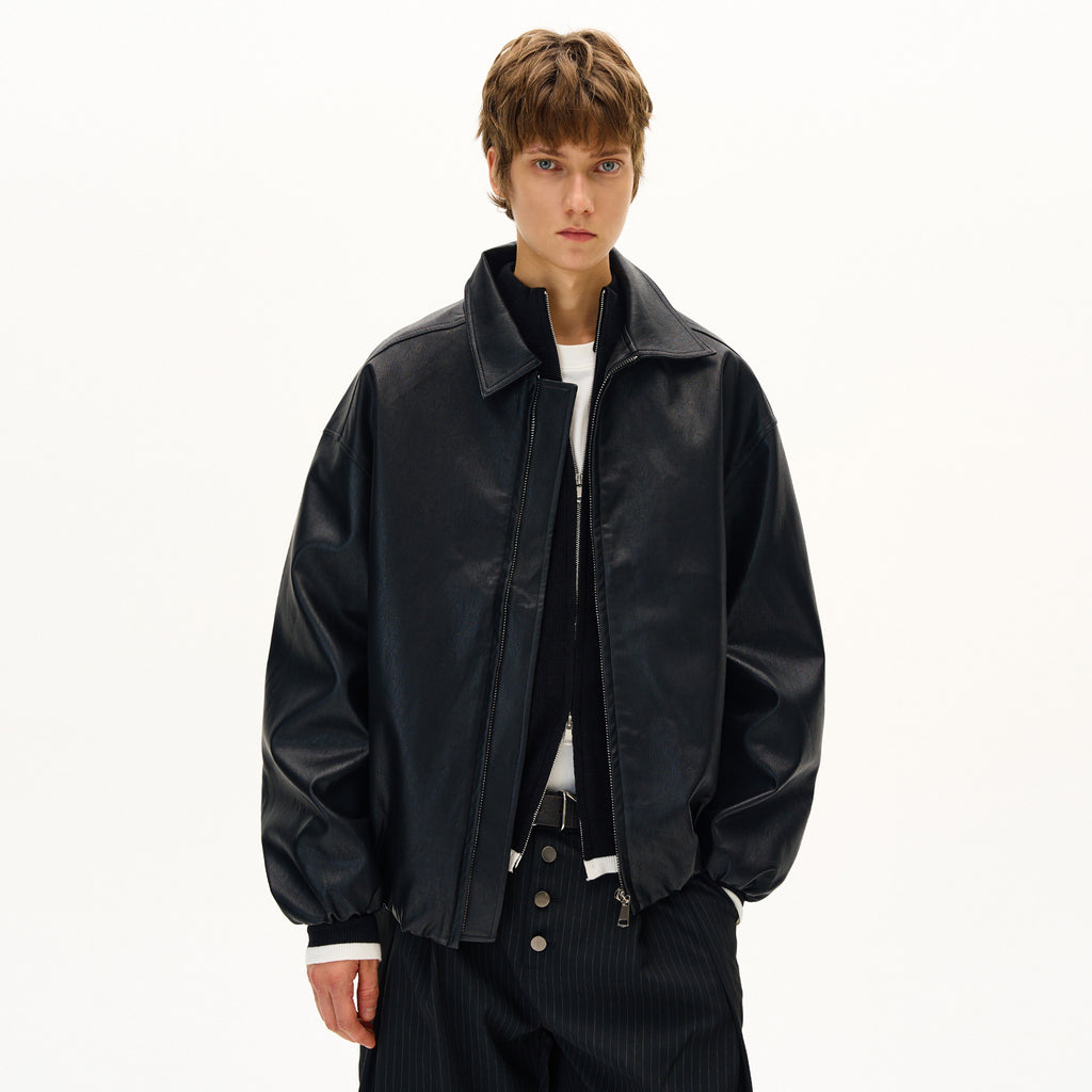 Essentials Line Classic PU Leather Jacket