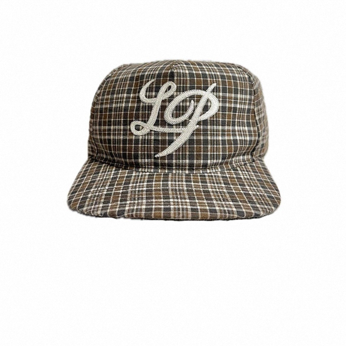 New flat top retro embroidered plaid baseball hat flat brim for men and women versatile face small shopping sunshade peaked hat