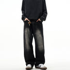 Street Line Sandblasted Wide-Leg Jeans