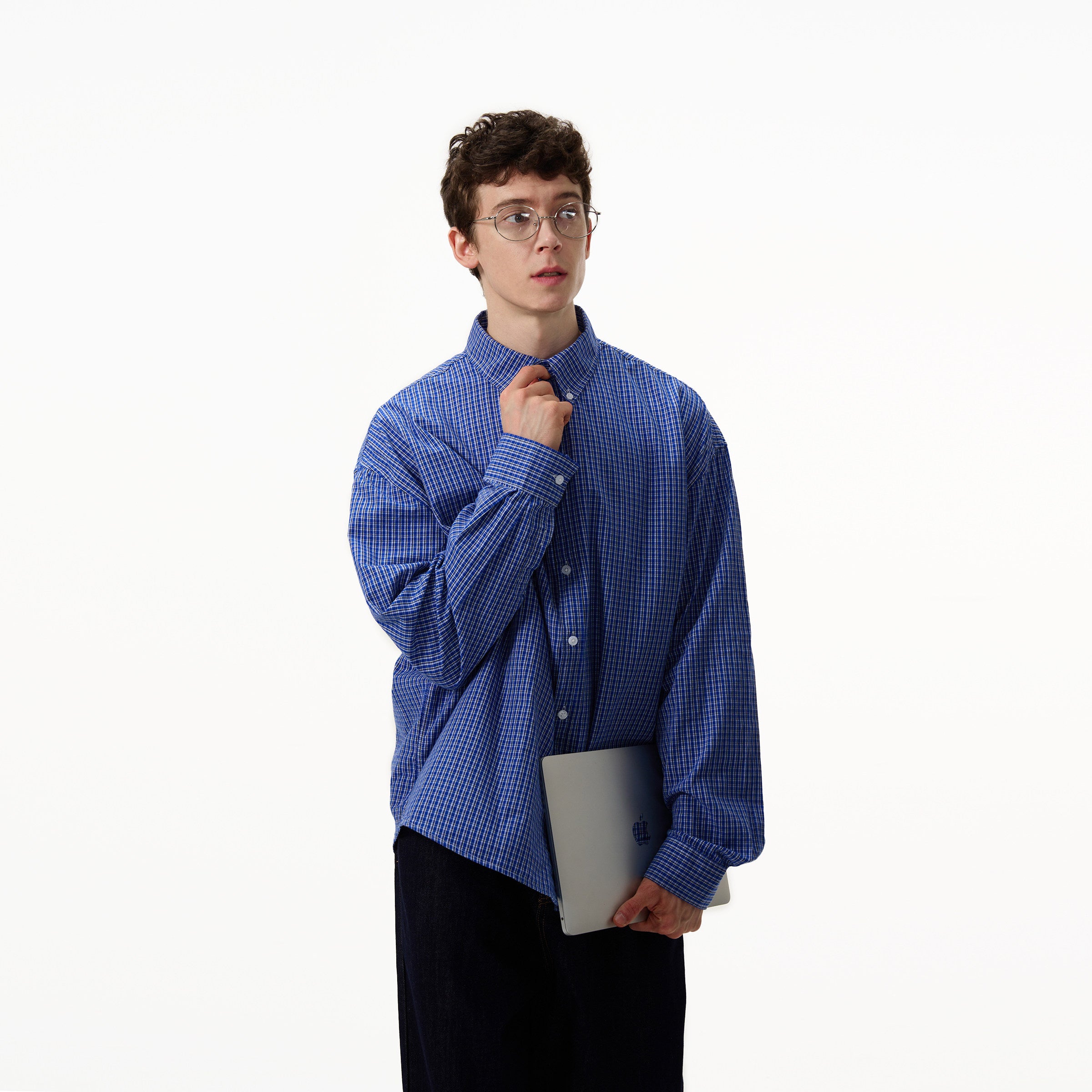 Essentials Line Classic Blue Plaid Shirt