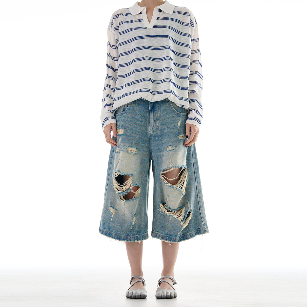 Outlaw Distressed Denim Jorts