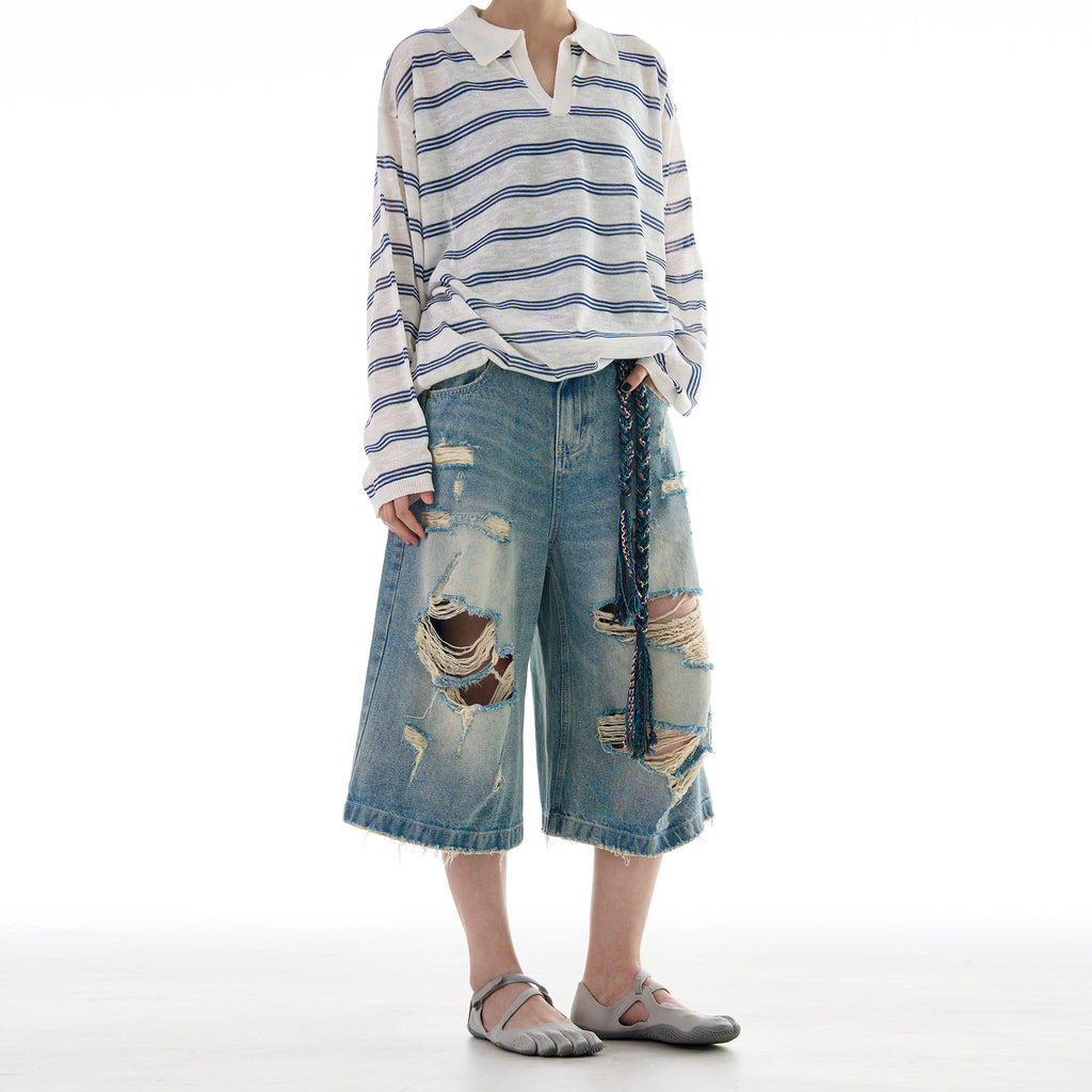 Outlaw Distressed Denim Jorts