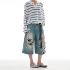 Outlaw Distressed Denim Jorts