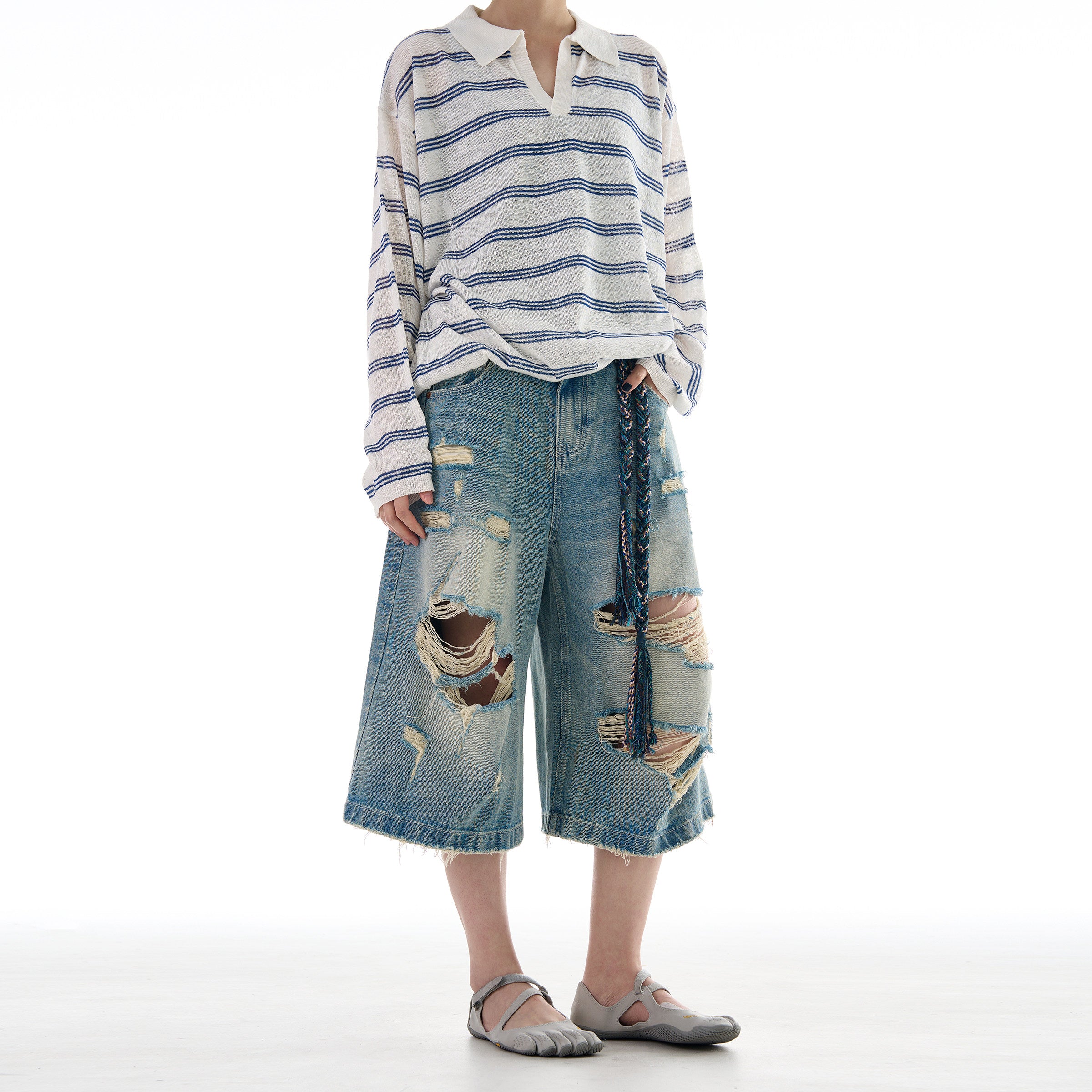 Outlaw Distressed Denim Jorts