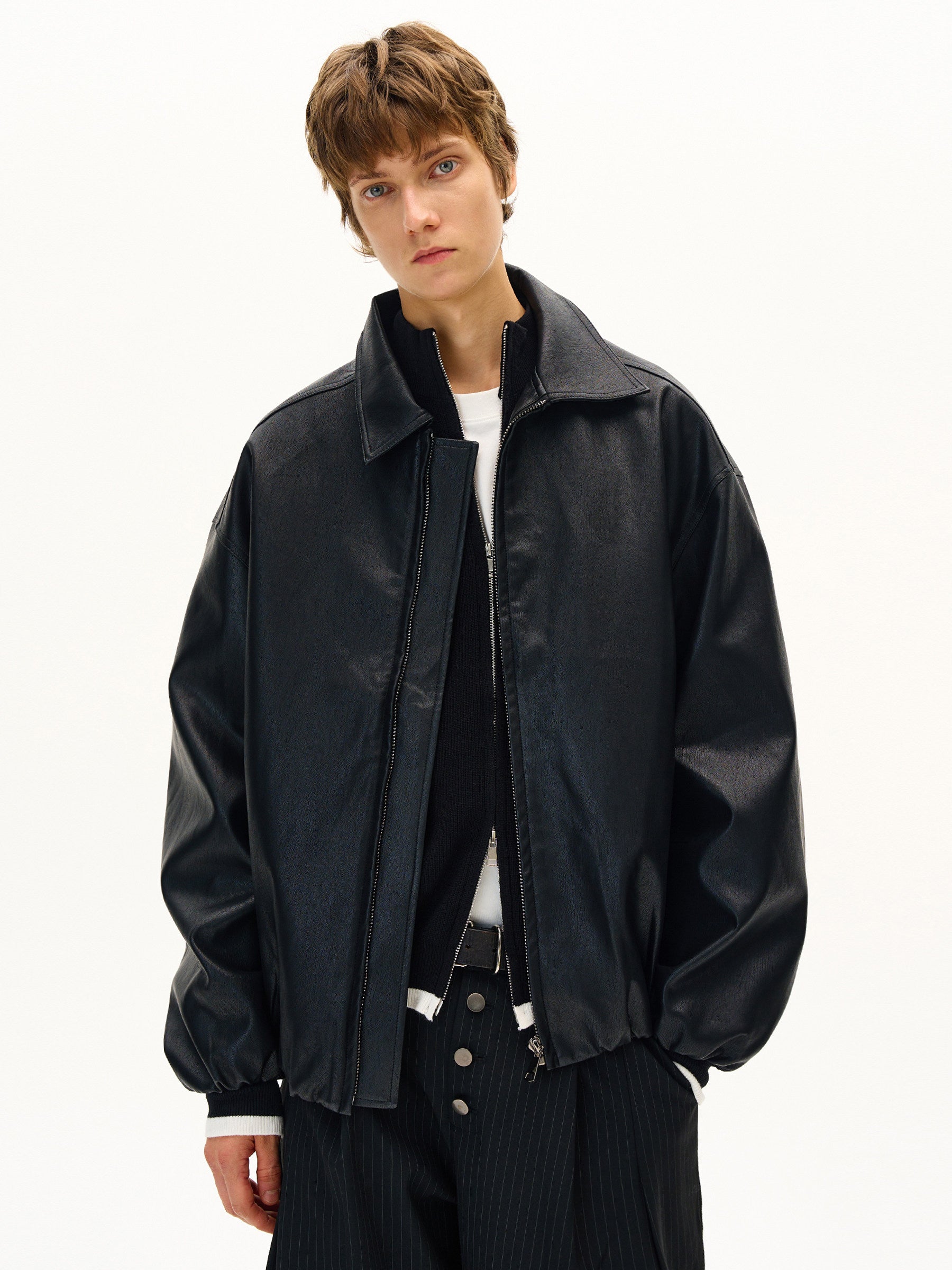 Essentials Line Classic PU Leather Jacket