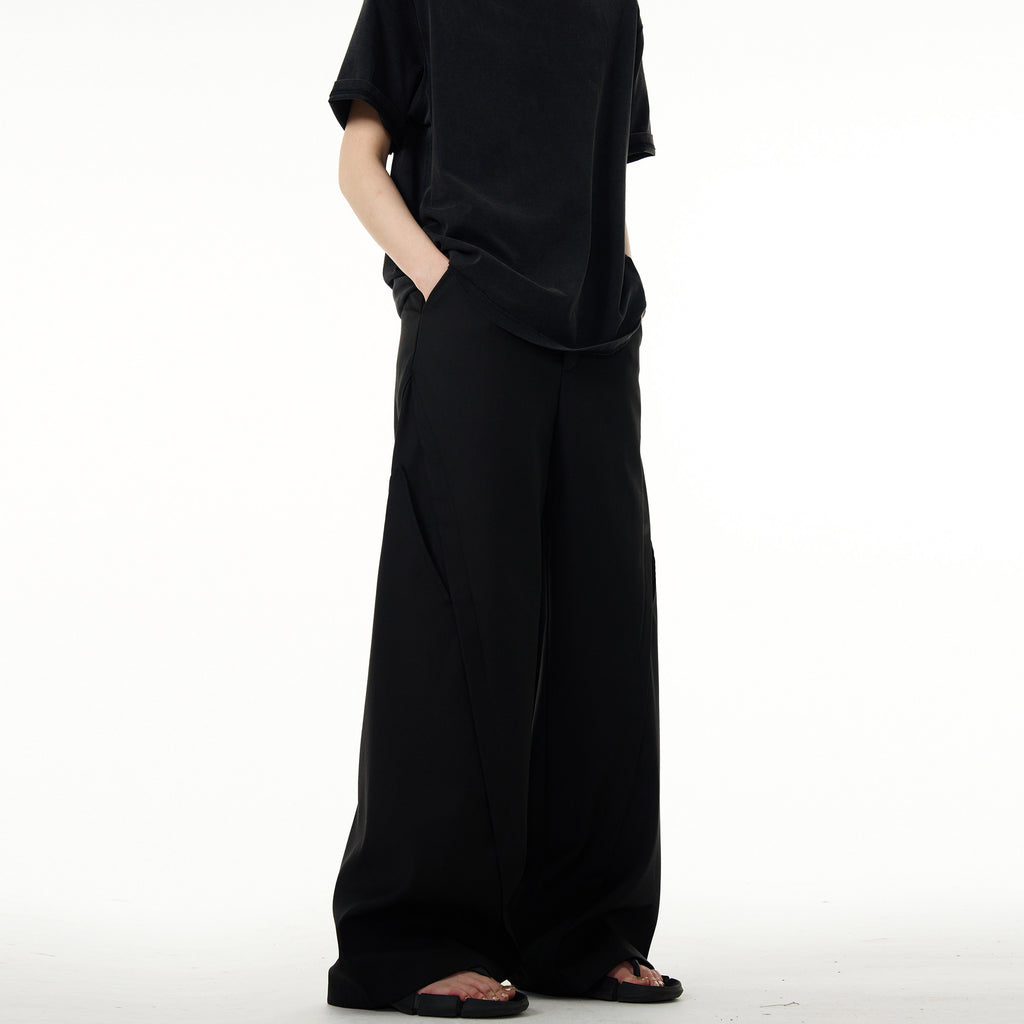 Minimal Line Drape Wide-Leg Trousers
