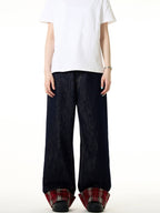Vintage Plaid Cuff Jeans