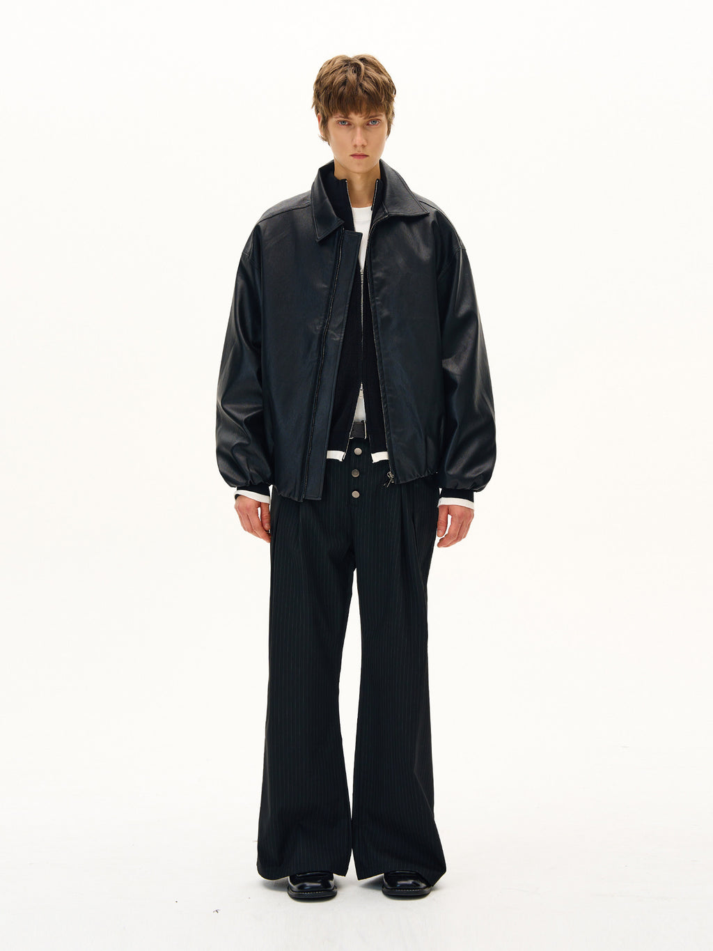 Essentials Line Classic PU Leather Jacket