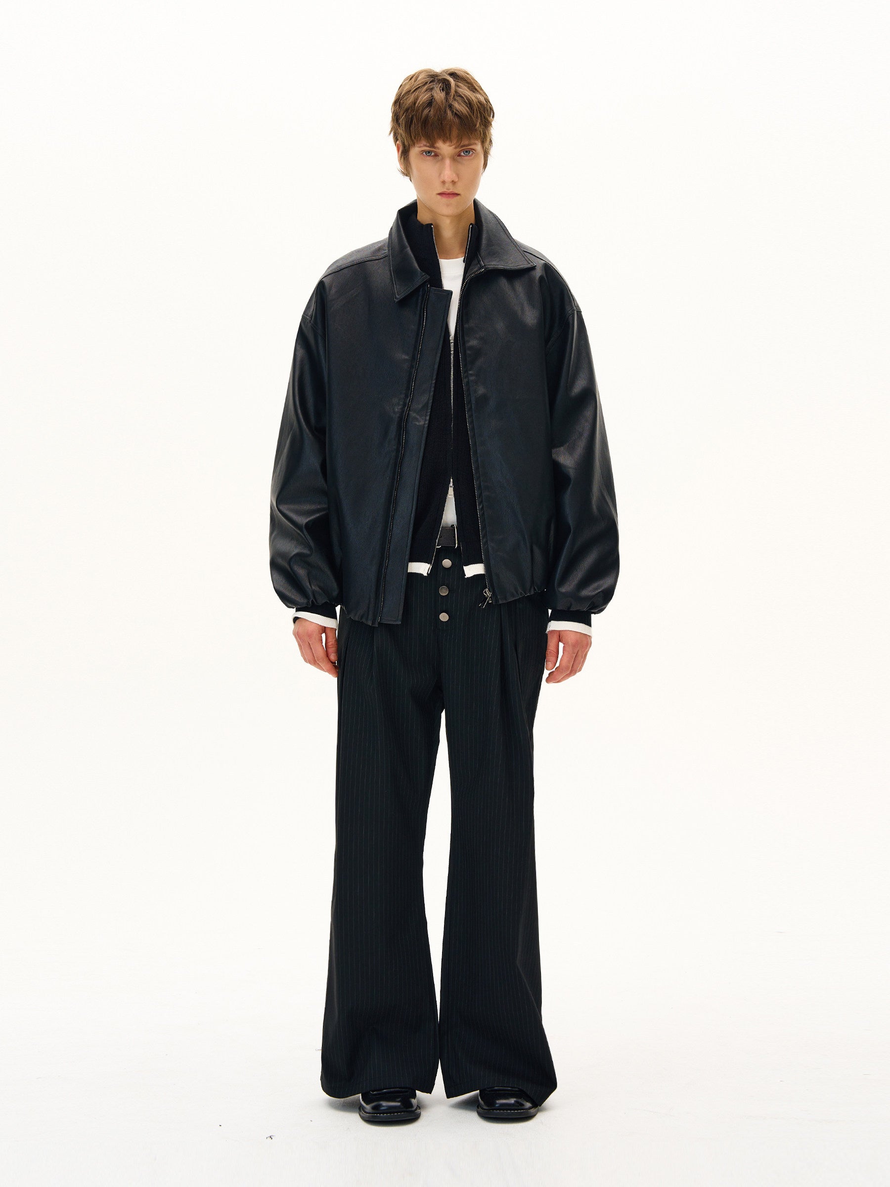 Essentials Line Classic PU Leather Jacket