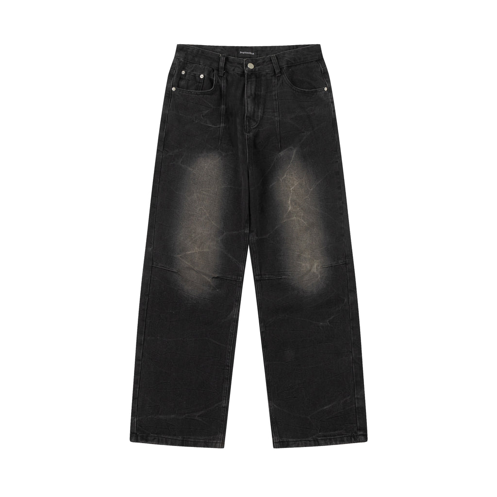 Street Line Sandblasted Wide-Leg Jeans