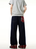 Vintage Plaid Cuff Jeans