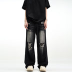 Distressed Wide-Leg Denim