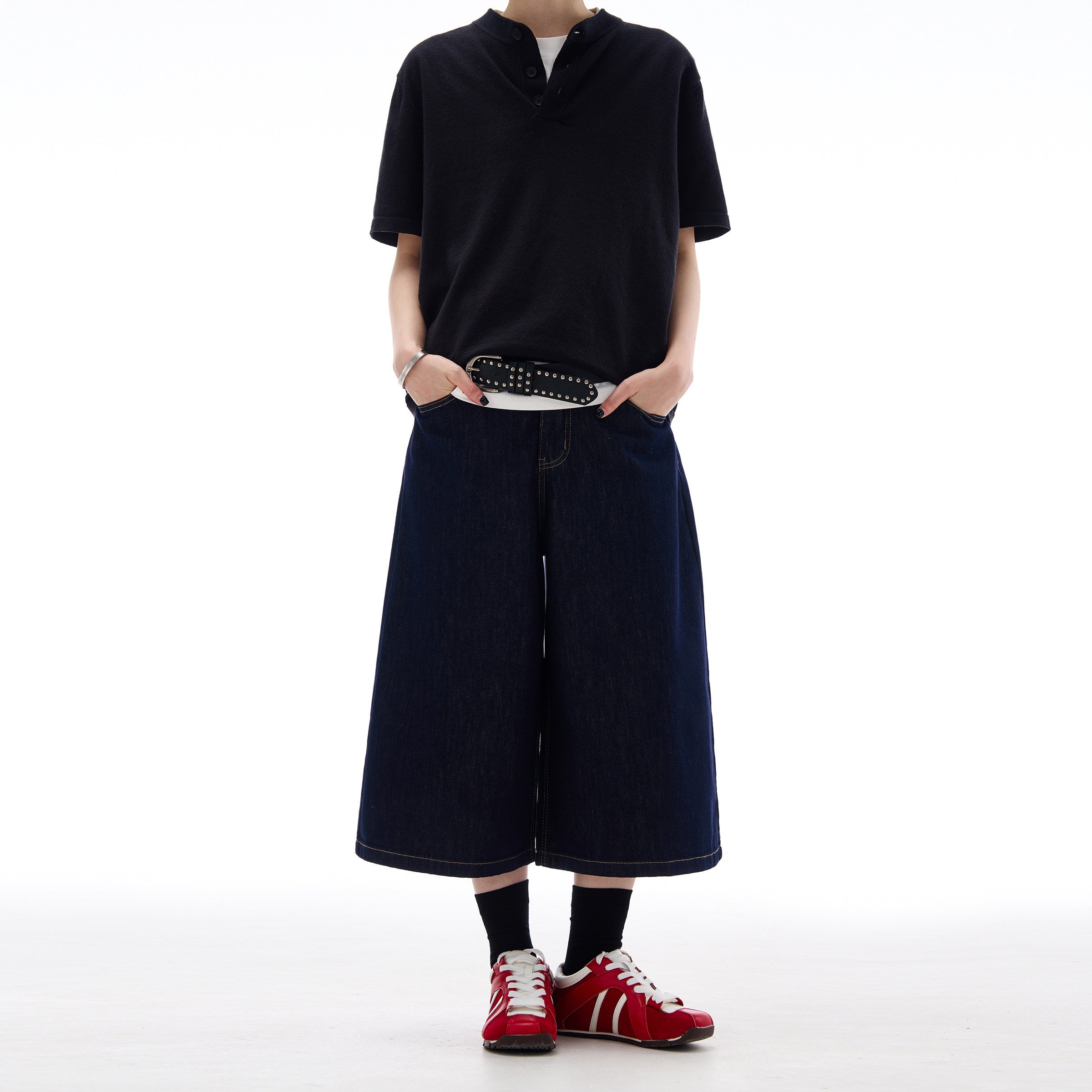 Vanta Wide Leg Denim Shorts
