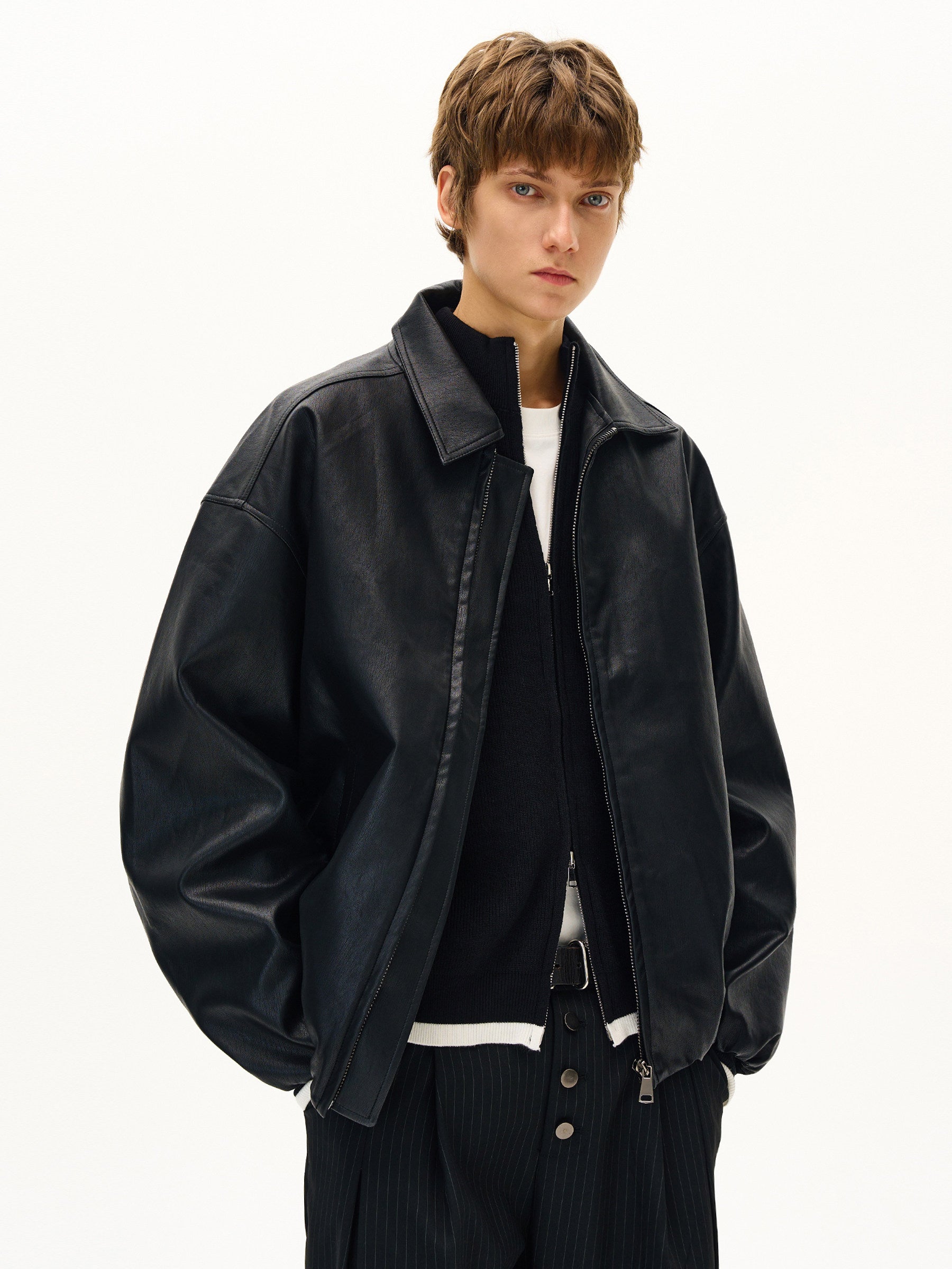 Essentials Line Classic PU Leather Jacket