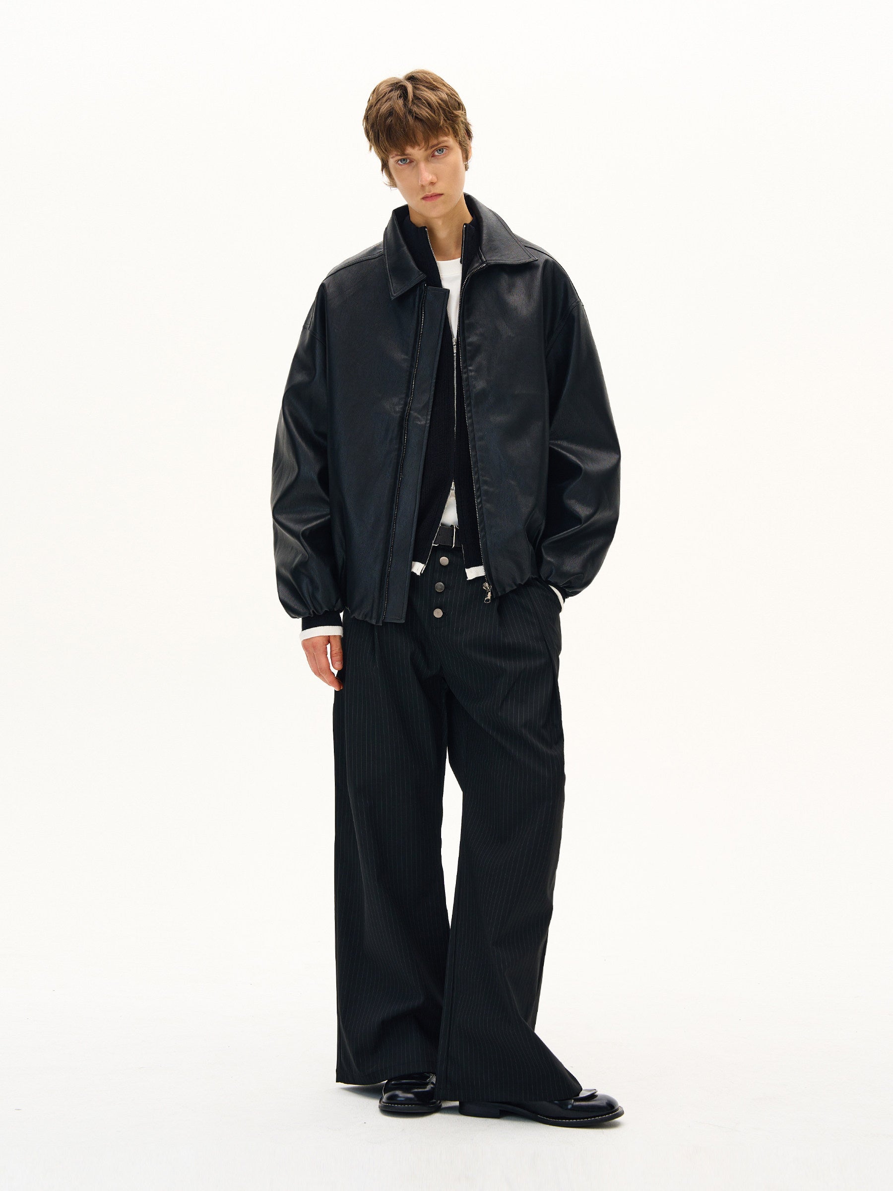 Essentials Line Classic PU Leather Jacket