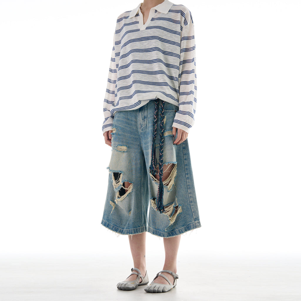 Outlaw Distressed Denim Jorts