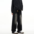 Street Line Sandblasted Wide-Leg Jeans