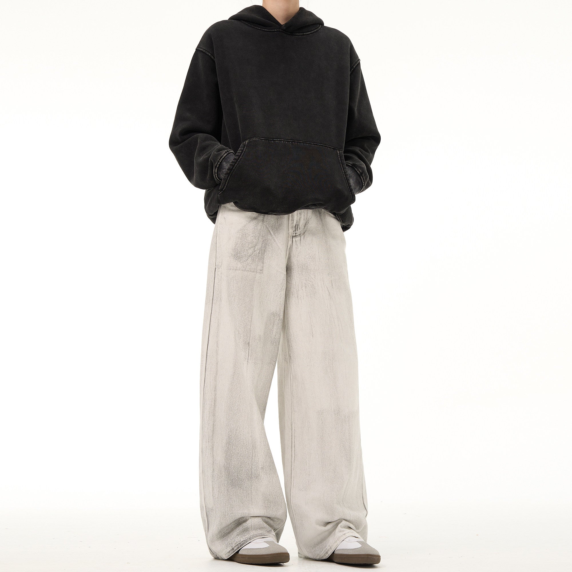 Street Line Washed Drape Wide-Leg Jeans