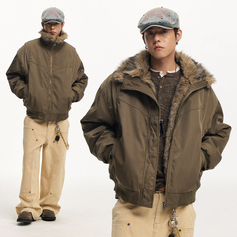 Alpine Fur-Collar Bomber Jacket