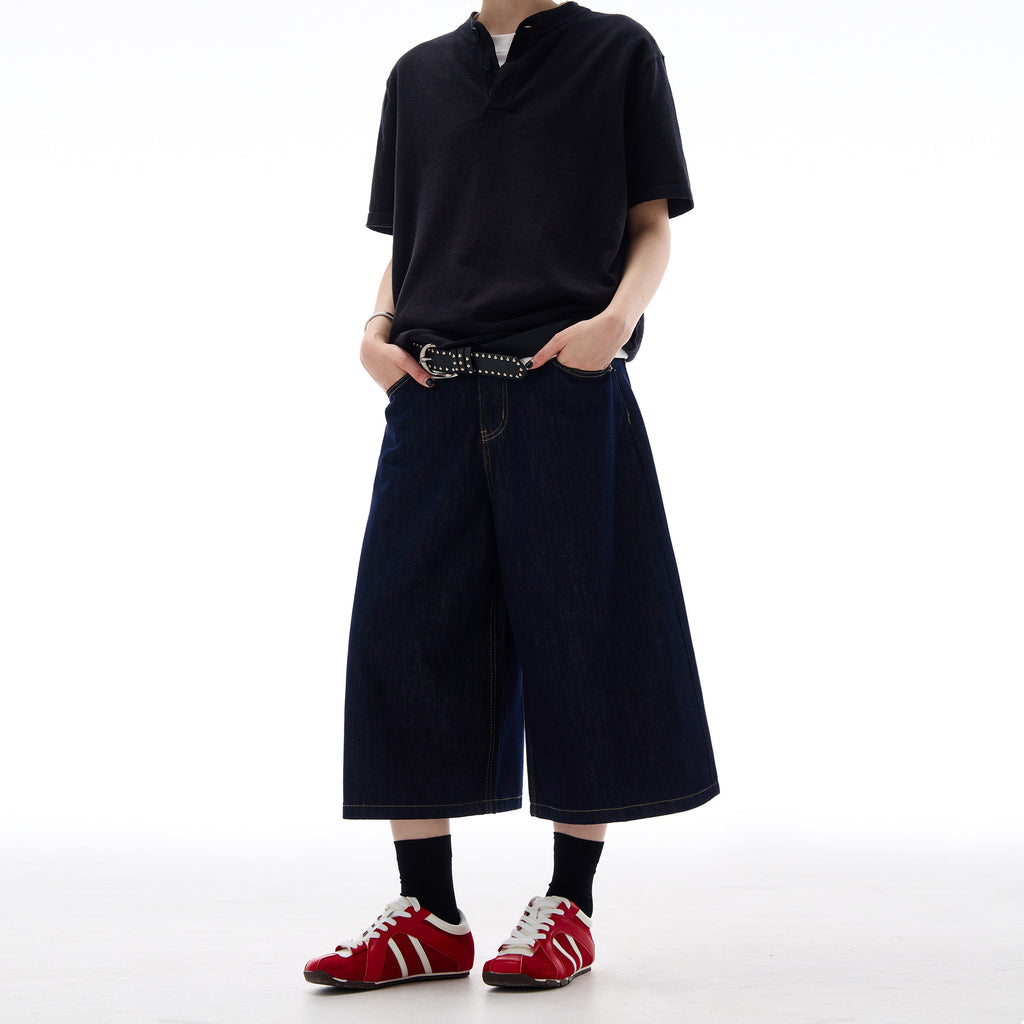 Vanta Wide Leg Denim Shorts