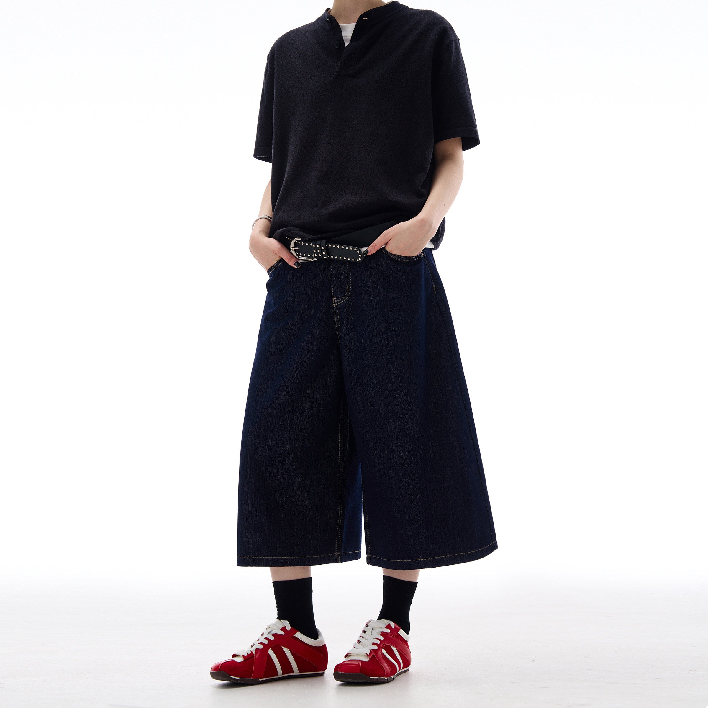 Vanta Wide Leg Denim Shorts