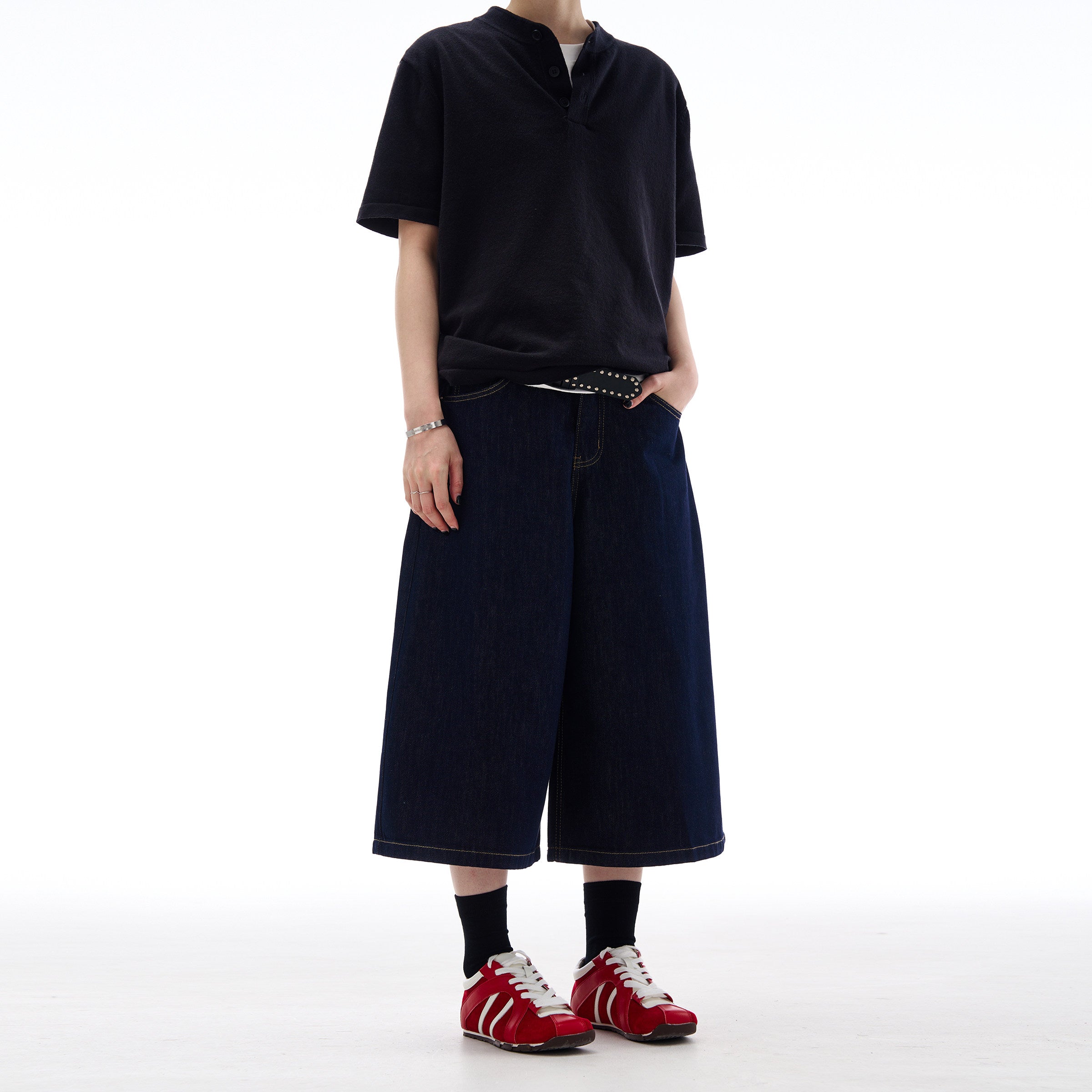 Vanta Wide Leg Denim Shorts