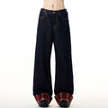 Vintage Plaid Cuff Jeans