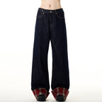 Vintage Plaid Cuff Jeans