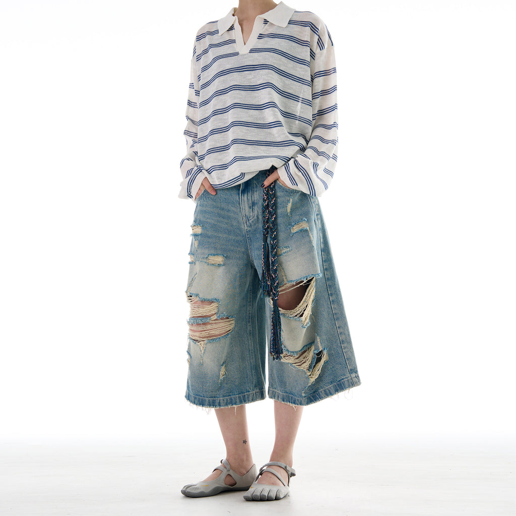 Outlaw Distressed Denim Jorts