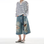 Outlaw Distressed Denim Jorts