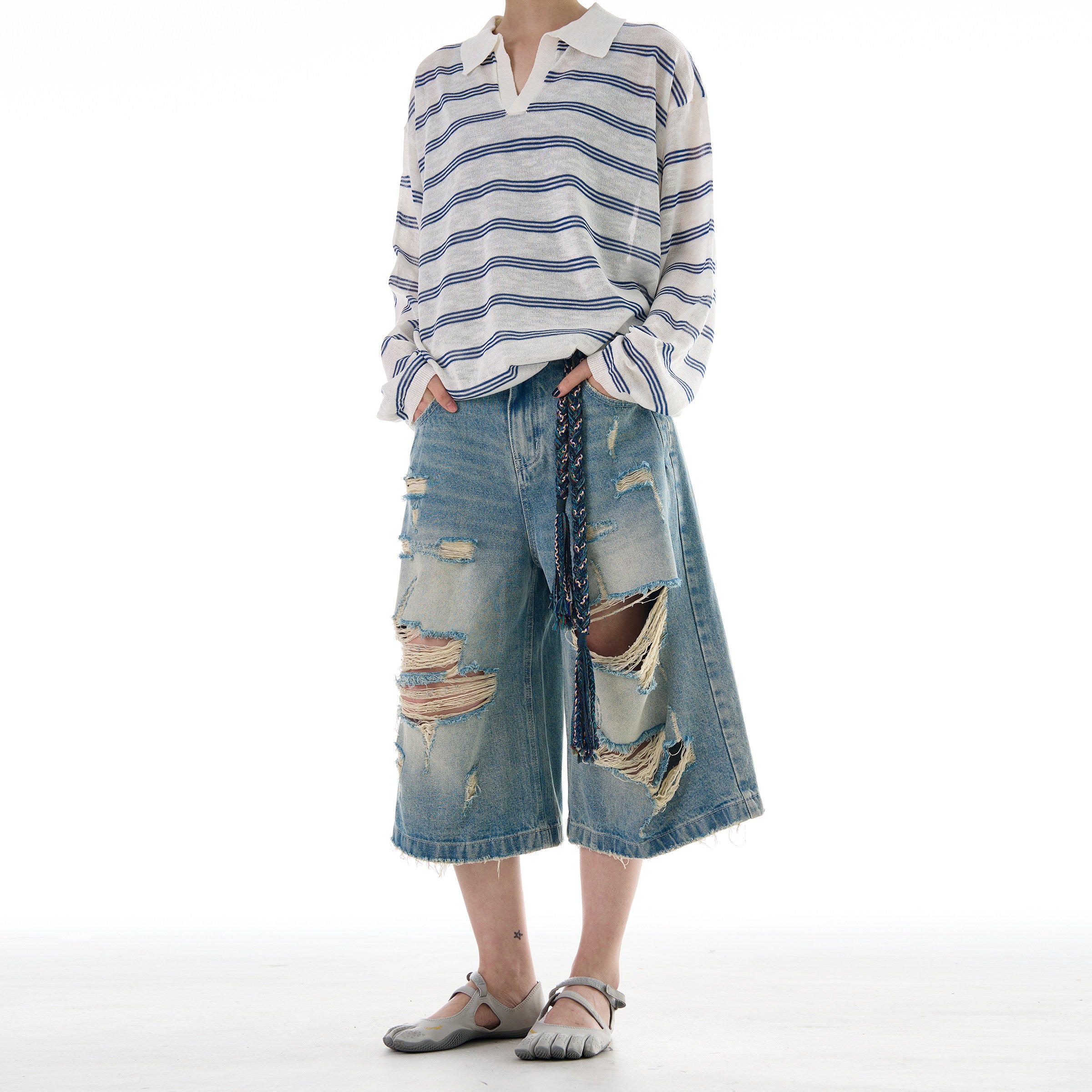 Outlaw Distressed Denim Jorts