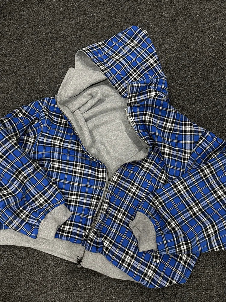 Reversible Plaid Zip Hoodie