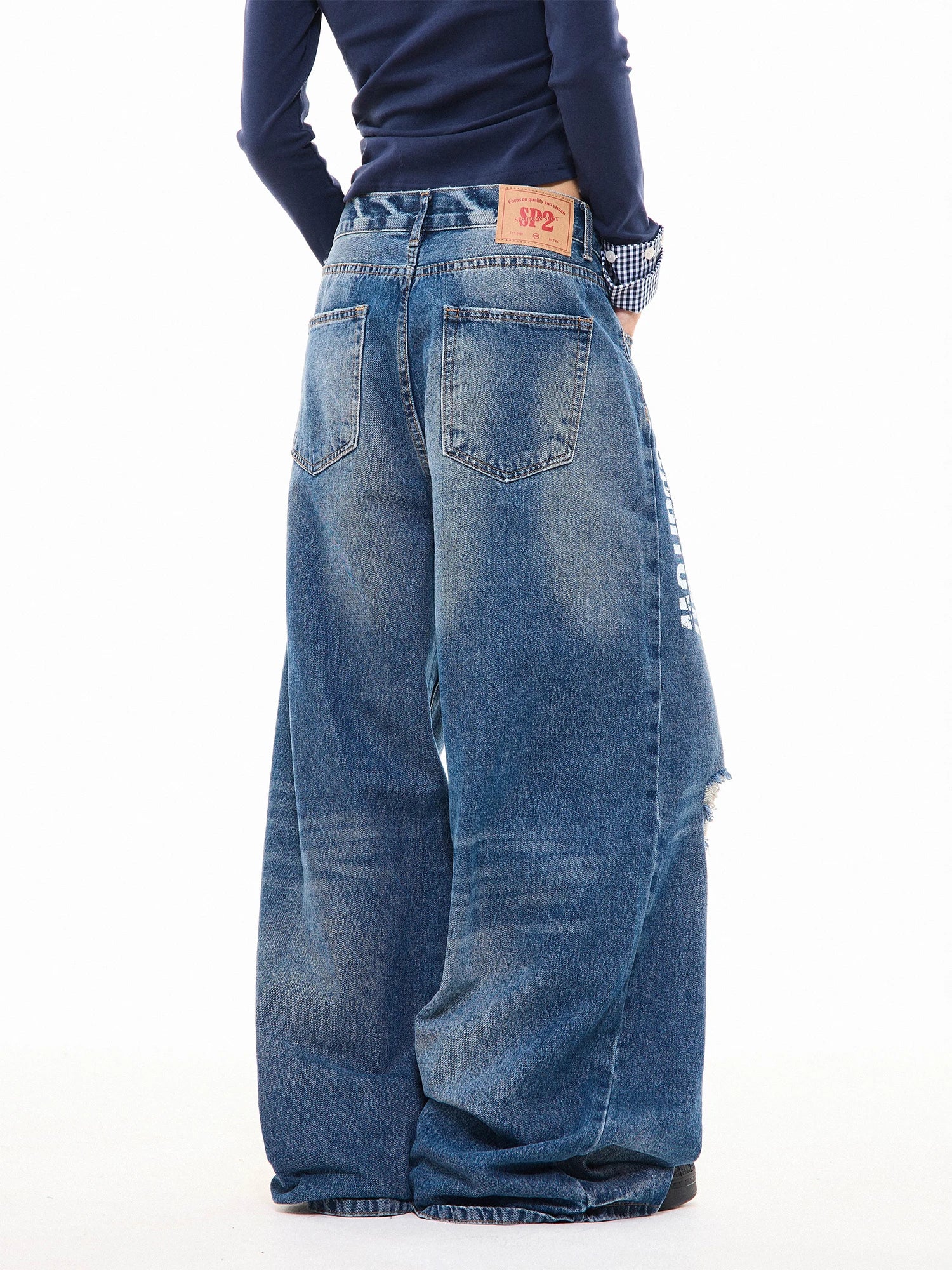Script Wide-Leg Denim