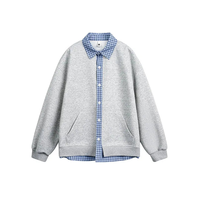 Layered Plaid Zip Cardigan