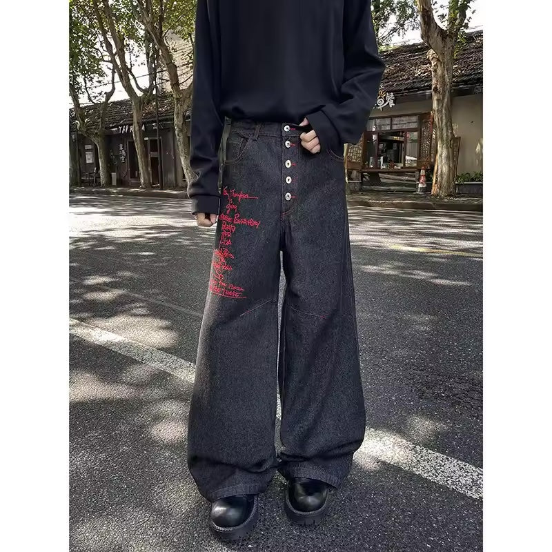 Noir Script Wide Denim