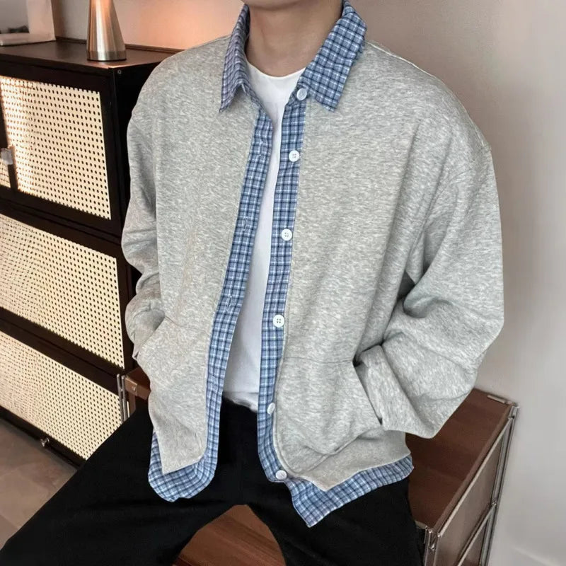 Layered Plaid Zip Cardigan