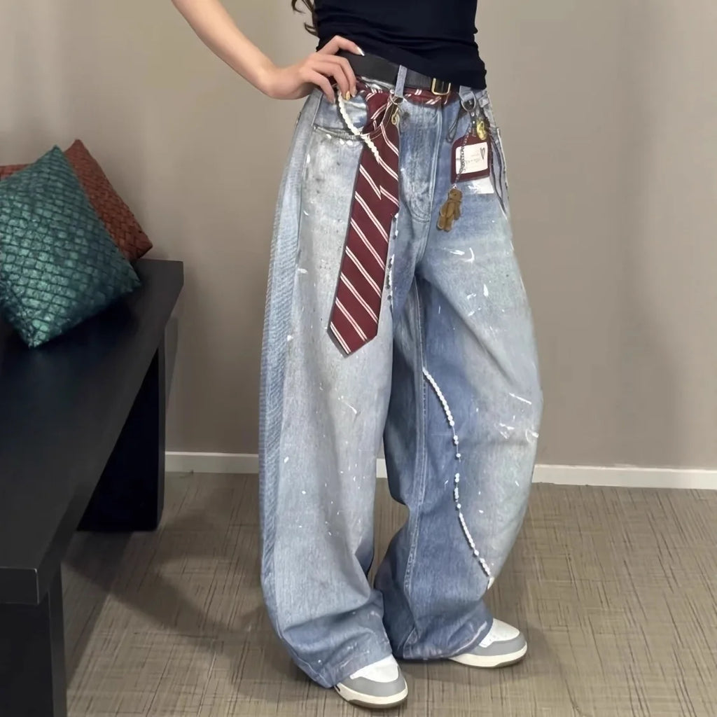 Tie Detail Wide-Leg Denim