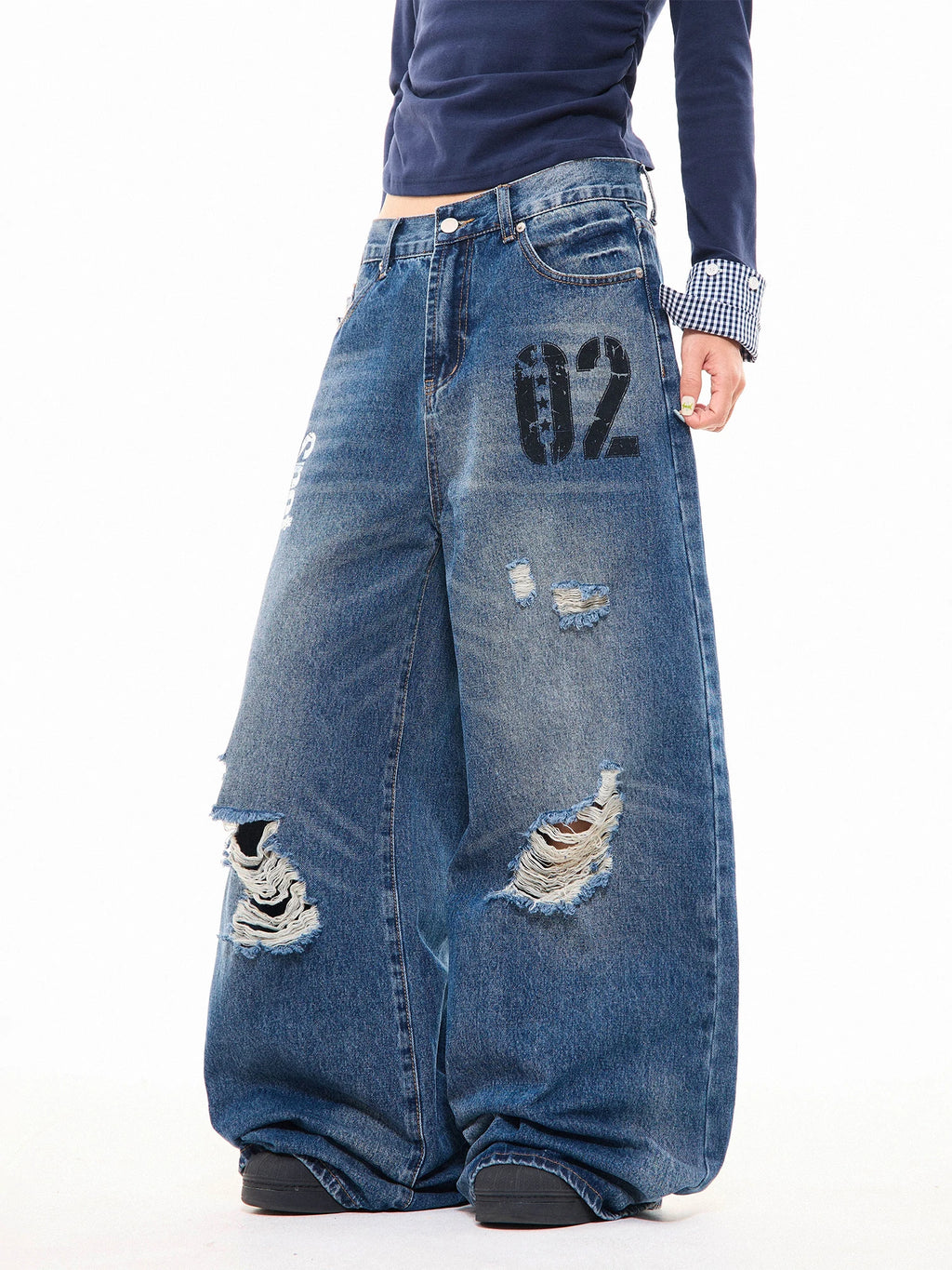 Script Wide-Leg Denim