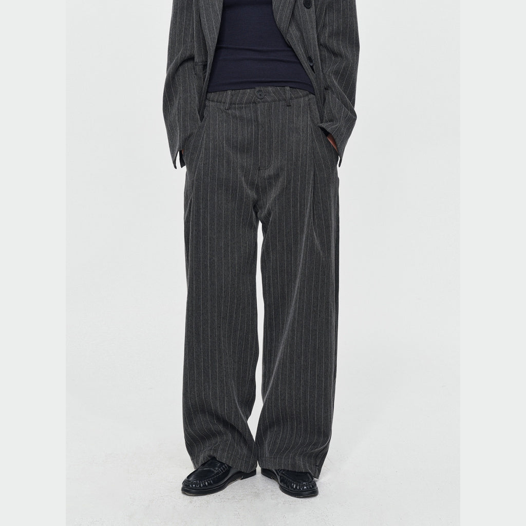 Pinstripe Wide-Leg Trousers